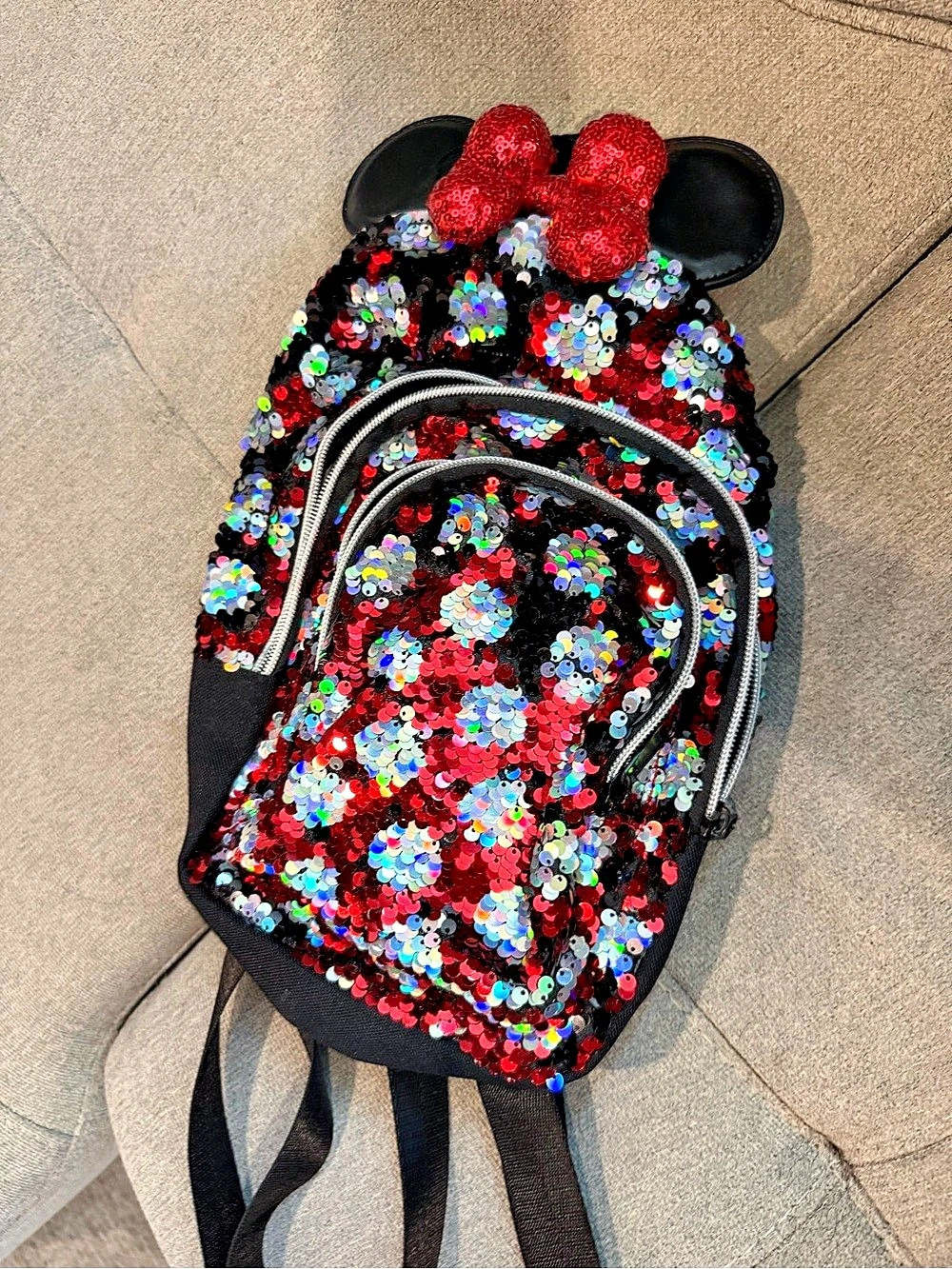 Disney Minnie Mouse sequin backpack Sequin Backpack in Black & Red.
